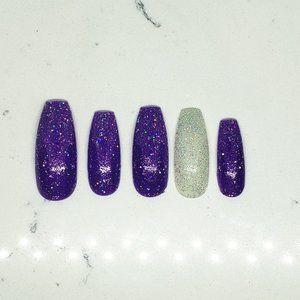 Purple Halo glitter Custom Press on Nails fake nai